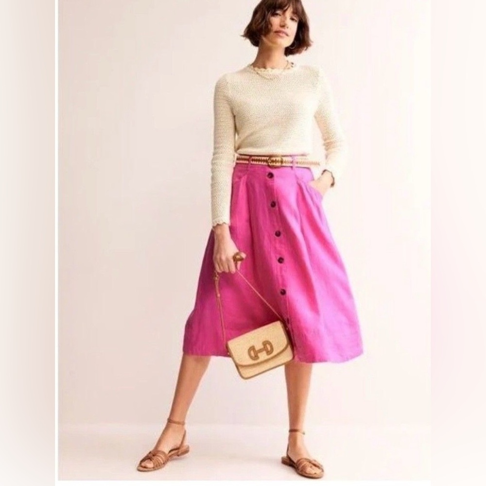 Boden Thomasina Linen Midi Skirt- NWT